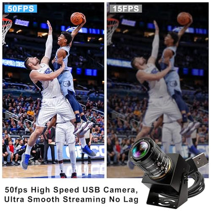 IFWATER 5MP USB Camera: Global Shutter 1944P 50fps – Side View