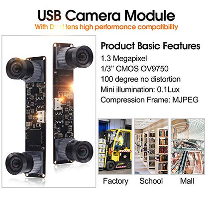 Synchronized Dual Lens Stereo USB Camera – Side View
