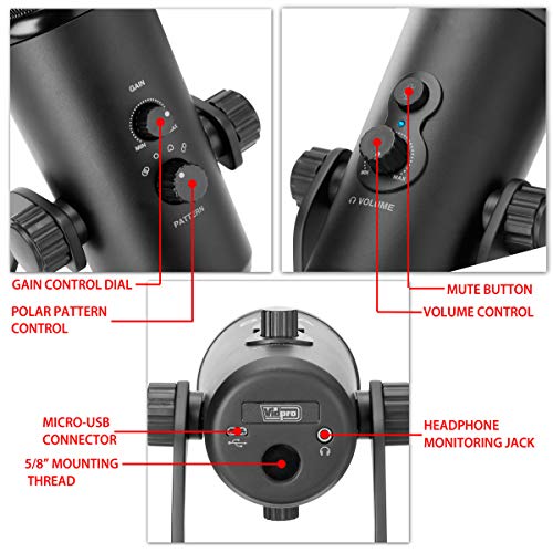 Vidpro XM-USB Studio Recording USB Stereo Microphone for – Side View
