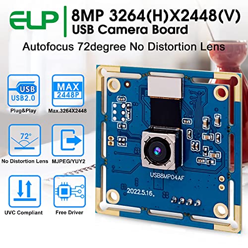 ELP 8MP USB Camera: Autofocus 4K PC Raspberry Pi Mini UVC – Side View