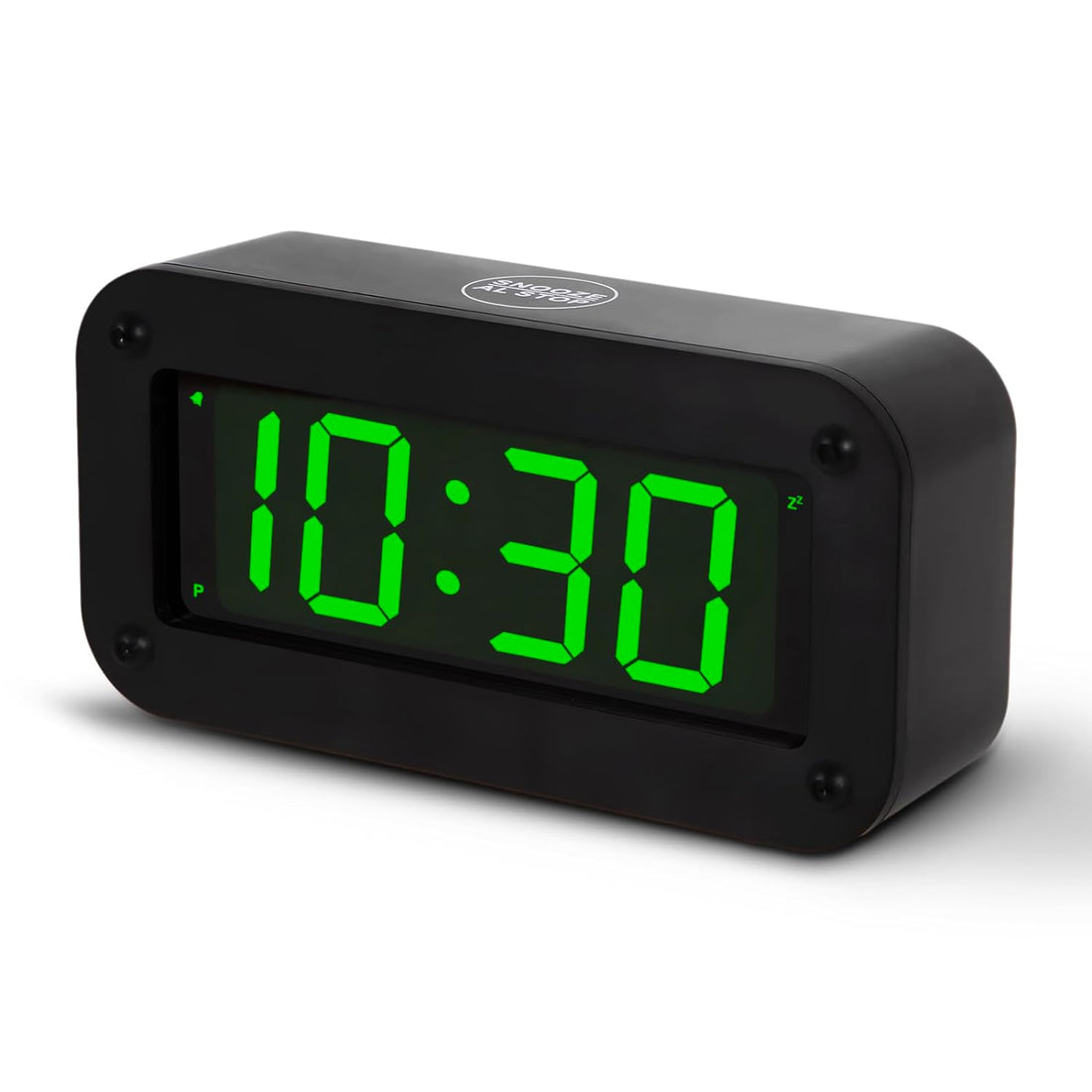 Timegyro Digital Alarm Clock Battery Operated with LED Display, Long Battery Life for 12 Months, Black Case with Green Digits
