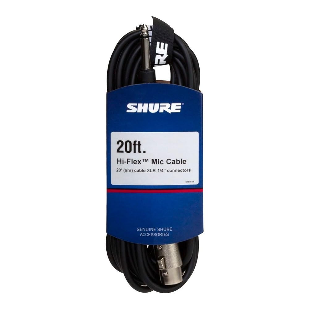 Shure C20ahz 20-Feet Cable with 1/4-Inch Phone Plug On Equipment End (Pin 2 Hot)