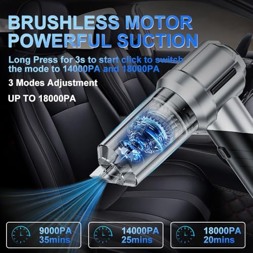 Car Vacuum: Carsories 4-in-1 Foldable Handheld 18000PA – Side View