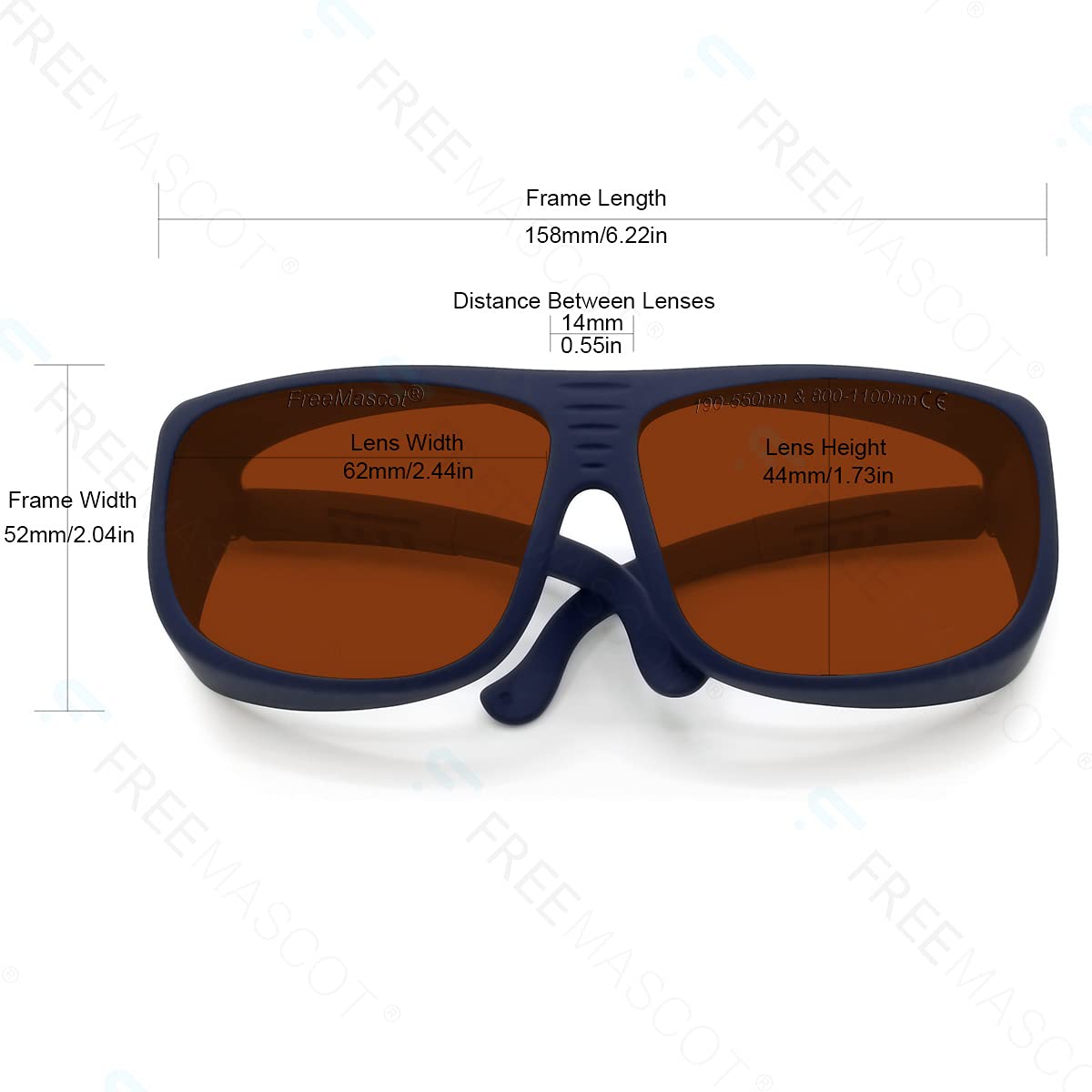 FreeMascot OD 4+ 190nm-550nm / 800nm-1100nm Wavelength Professional Laser Safety Glasses for 405nm, 450nm, 532nm, 808nm,980nm,1064nm, 1080nm, 1100nm Laser (Style 5)