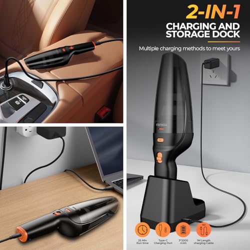 Vacuum Car: POWJIELI Handheld Vacuum Cordless Rechargeable – In Use