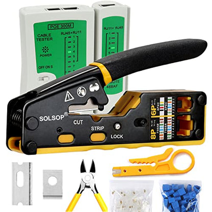 Tool Solsop: Solsop Pass Through RJ45 Crimp Tool Kit – Front View