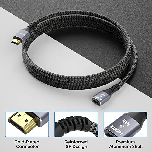 4K HDMI Extension Cable: 15 Feet HDMI 2.0 Braided Extender – Side View