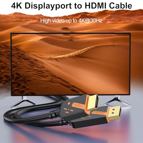 Cable Ryzzrooa: RyzzRooa 4K DisplayPort to HDMI Cable 3FT – Side View