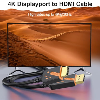 Cable Ryzzrooa: RyzzRooa 4K DisplayPort to HDMI Cable 3FT – Side View