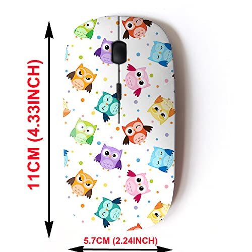 Wireless Mouse: 2.4G Cute Pattern Design Colorful Owls – Side View