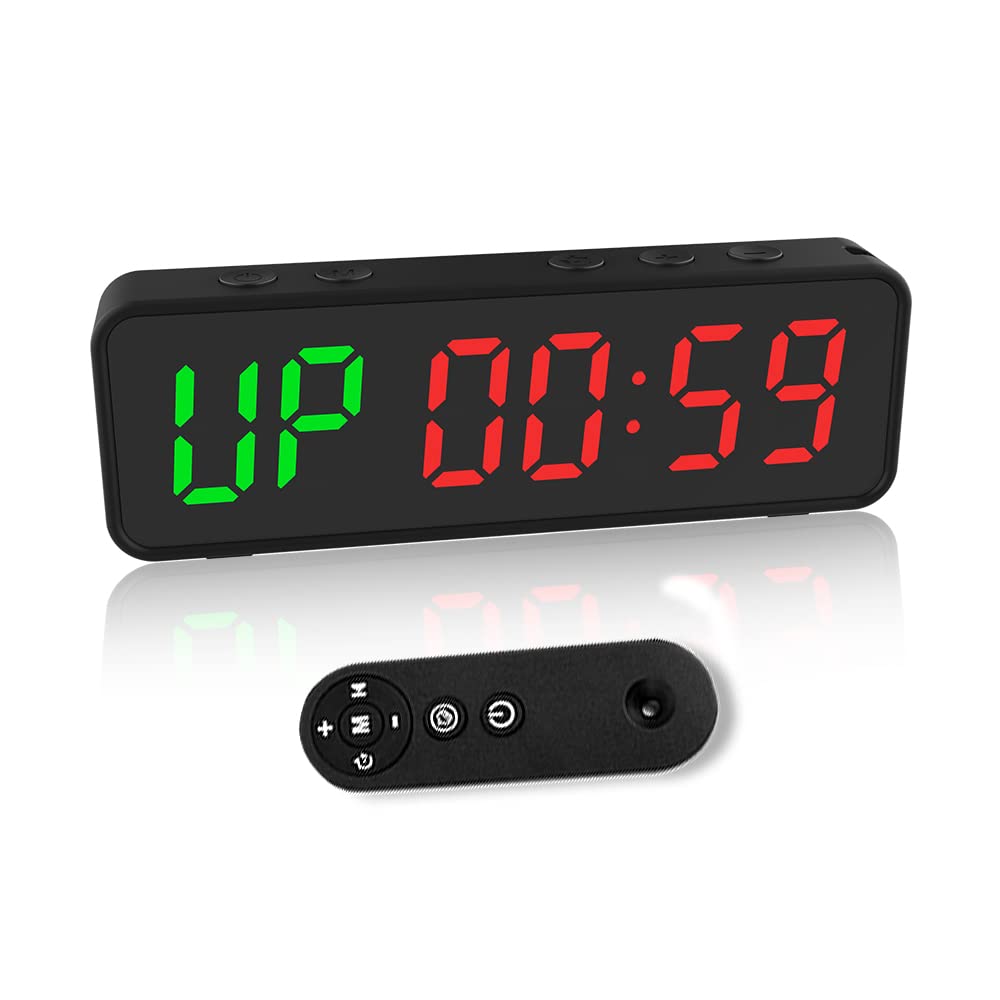 LED Gym Timer Clock for Home Gym, Tabata Timer and HIIT Timer for Interval Workout, Portable Fitness Timer Clock, Home Gym Accessories for Exercise, Boxing Timer Digital Display Clock with Remote
