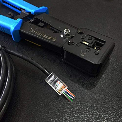 RJ45 Crimping Tool: Ethernet Crimper for Cat6 – In Use