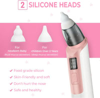 Nasal Aspirator for Baby Rechargeable-Nose Snot Booger Mucus Electric Sucker-Rechargeable Baby Nose Sucker Remover with 6 Suction Levels 2 Nozzles-Portable Silent Baby Nasal Aspirator - Pink