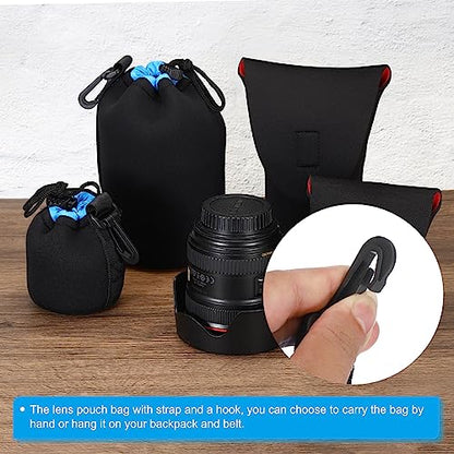 PATIKIL Camera Lens Bag: 2 Pcs 3.3" IDx5.5 H Drawstring – Packaging