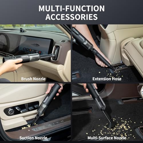 Cordless Car Vacuum: Maishen M3 Ultra Black 5-IN-1 Portable – Side View