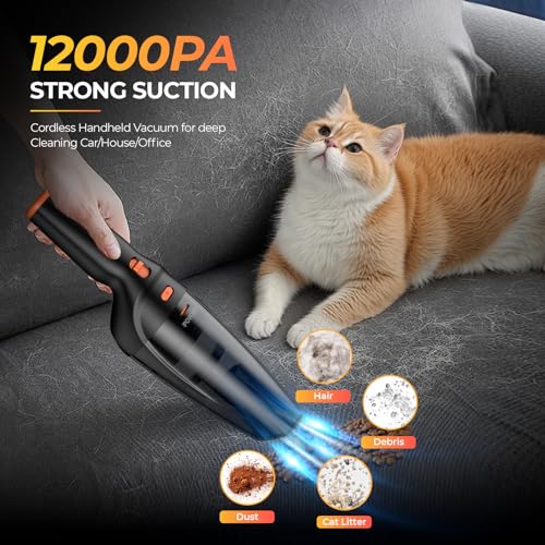 Vacuum Car: POWJIELI Handheld Vacuum Cordless Rechargeable – Side View