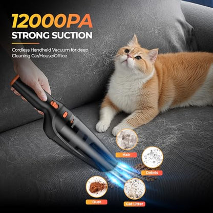 Vacuum Car: POWJIELI Handheld Vacuum Cordless Rechargeable – Side View