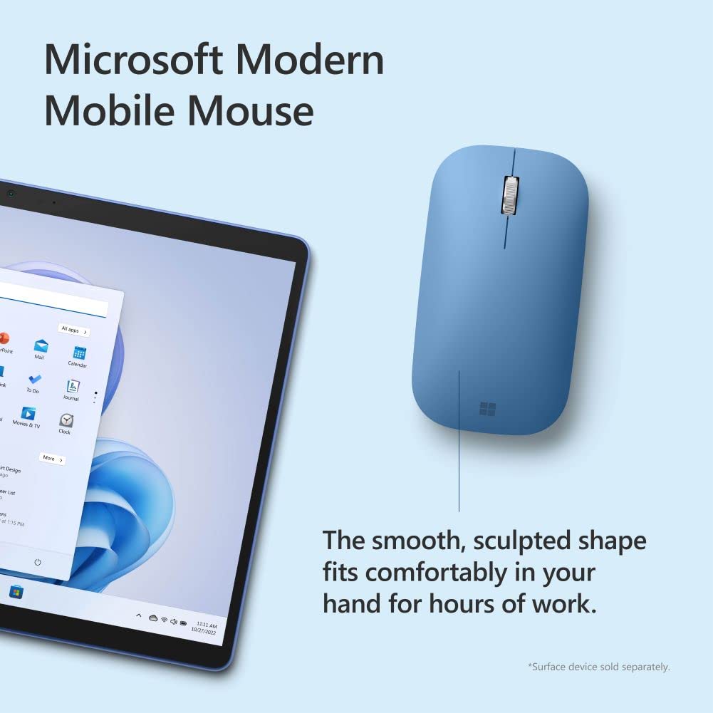 Microsoft Wireless Bluetooth Mouse (2022), Sculpted Design for Ultimate Comfort and Smooth Scrolling, up to 1 Year of Battery Life, 2.4G Range, Sapphire Color