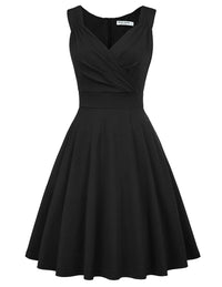 GRACE KARIN Women's 50s 60s Vintage Sleeveless V-Neck Cocktail Swing Dress