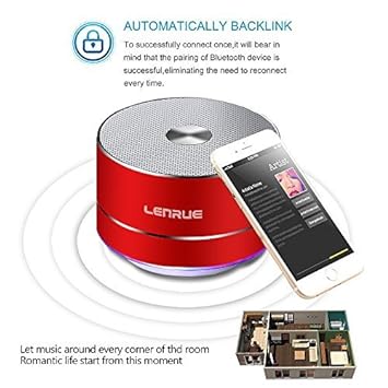 LENRUE Portable Wireless Bluetooth Speaker with Built-in-Mic,Hands Call,AUX Line,TF Card for iPhone Ipad Android Smartphone and More (Shine Red)
