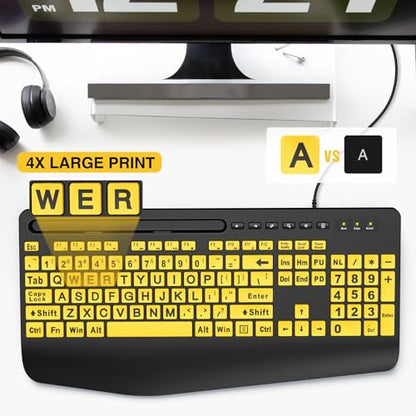 Sablute Large Print Keyboard: Wired Computer Keyboards with – Side View