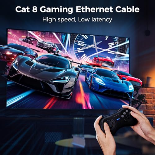 Cable Cabneer: CABNEER Cat 8 Ethernet Cable 30ft High Speed – Close-up Detail