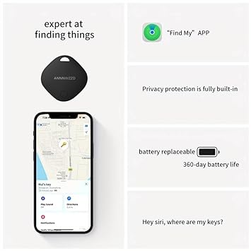 ANNNWZZD Bluetooth Tracker 2 Pack，Keys Finder and Luggage Tracker with Apple Find My (iOS Only) and Item Locator for Keys, Bags, Wallets, Anti-Lost and More