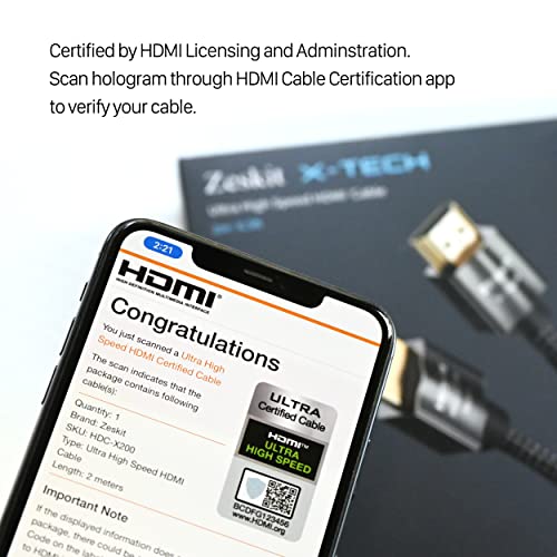 Zeskit X Tech: 48Gbps Ultra High Speed HDMI Cable 8ft – Side View