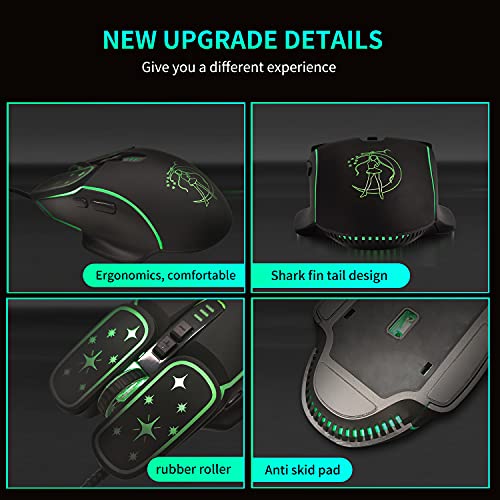 Greshare Gaming Mouse: 4 Colors Backlit Optical Game Mice – Side View