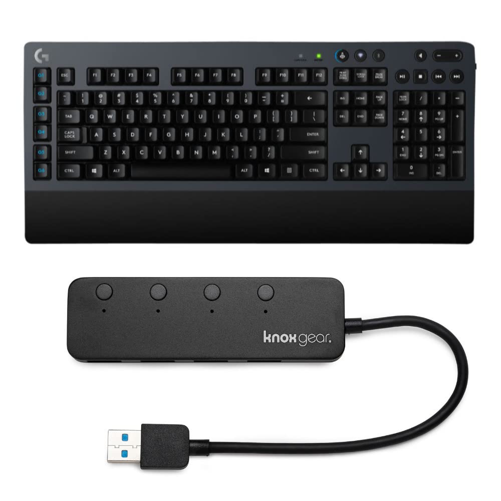 Logitech G613 Lightspeed Wireless Mechanical Gaming Keyboard with Knox 3.0 4 Port USB HUB Bundle
