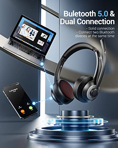 Headset Bluetooth: JIAMQISHI Wireless Headset with AI Noise – Close-up Detail