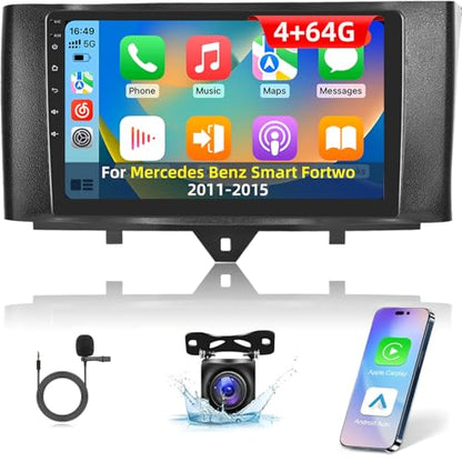 4+64G Android Car Stereo for Mercedes Benz Smart Fortwo – Front View