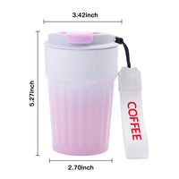 13.5oz Insulated Coffee Mug, Reusable Stainless Steel Water Bottles with Straw Lid, Double Wall Vacuum Insulated Water Bottle for Hot and Cold Water Coffee (WB pink)