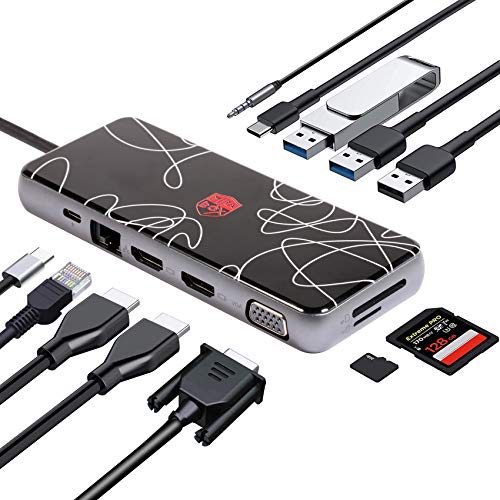 Mirabox Hub: Mirabox USB C Hub 12-in-1 Triple Display Type – Front View