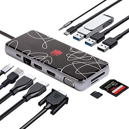 Mirabox Hub: Mirabox USB C Hub 12-in-1 Triple Display Type – Front View