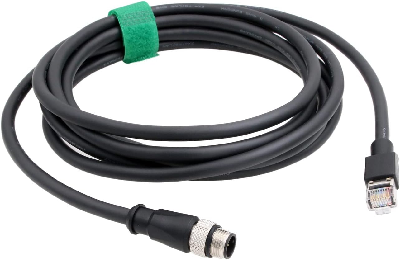 HangTon M12 Ethernet Cable for Cognex Vision Camera Barcode – Front View