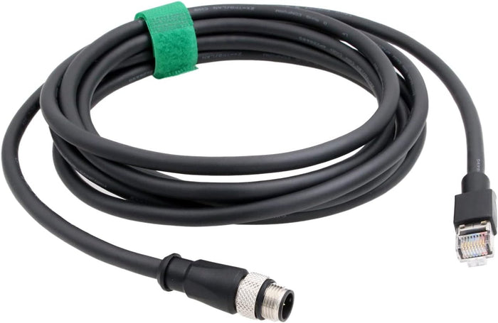 HangTon M12 Ethernet Cable for Cognex Vision Camera Barcode – Front View