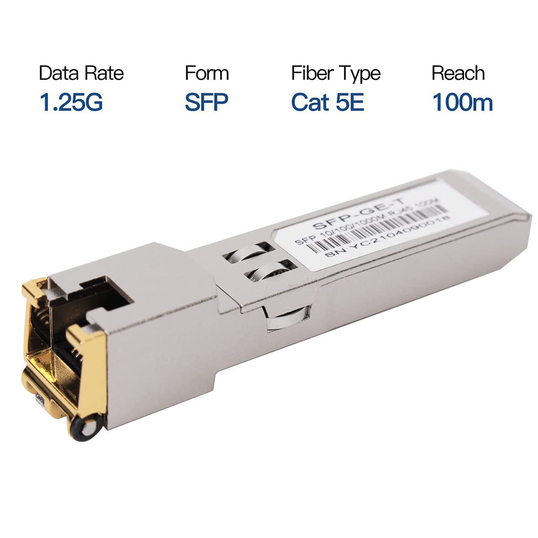 1000BASE-T Gigabit SFP to RJ45 Copper Ethernet Modular Transceiver for Cisco,Meraki,Ubiquiti,D/TP Link,Supermicro,Netgear,Broadcom, 1.25G SFP-T CAT5E/CAT6 up to 100m Mikrotik S-RJ01