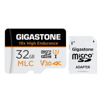 [10x High Endurance] Gigastone Industrial 32GB MLC Micro SD Card, 4K Video Recording, Security Cam, Dash Cam, Surveillance Compatible 95MB/s, U3 C10, with Adapter