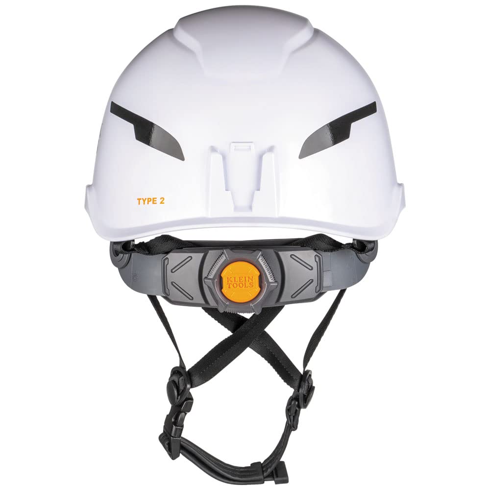 Klein Tools 60564 Safety Helmet, Type-2 Safety Helmet 20kV Protection, Non-Vented, Class E, White