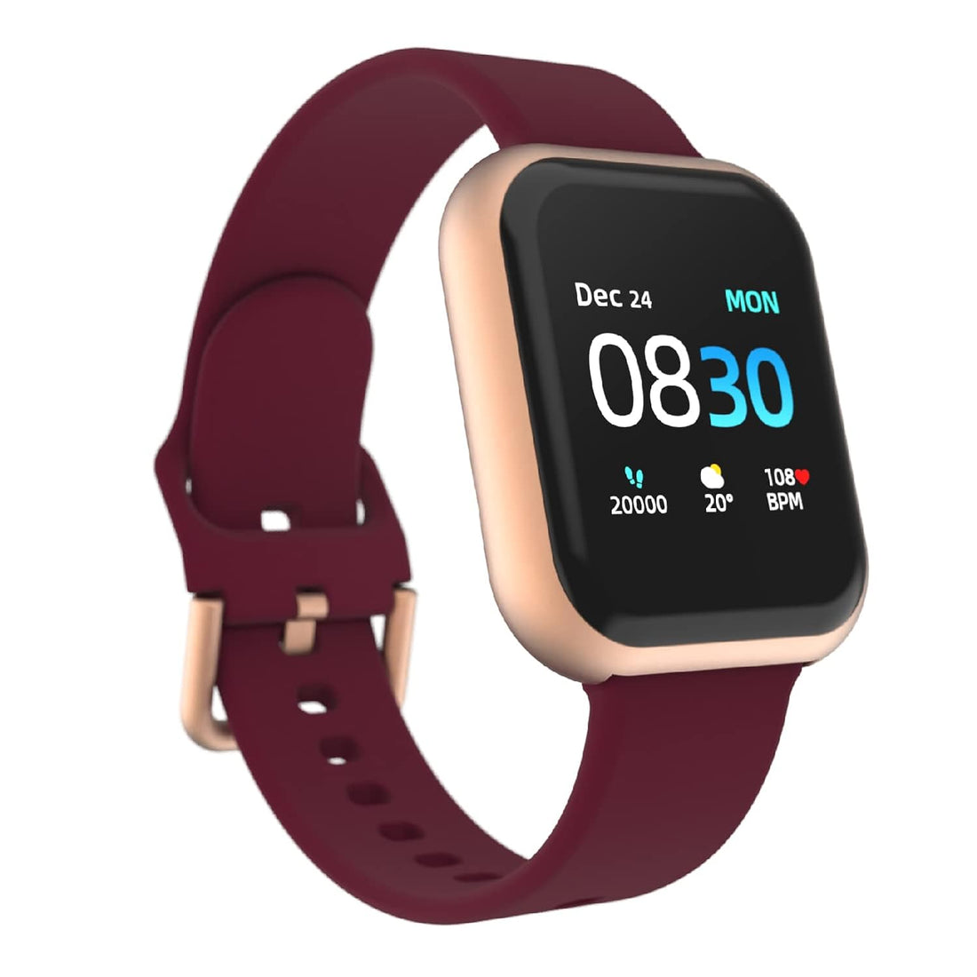 iTouch Air 3 Smartwatch for Fitness, iPhone and Android Compatible, Pedometer, Walking and Running Tracker for Women and Men (Merlot/Rose Gold)