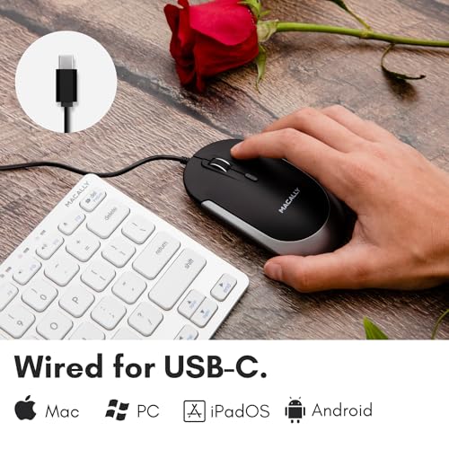 Mouse Macally: Macally USB Type C Mouse Slim Compact Design – In Use