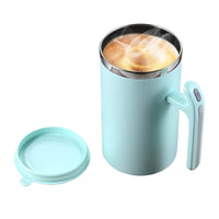 Automatic Stirring Coffee Mug, Self Mixing Stainless Steel Cup for Milk Beverage Chocolate (Light green)