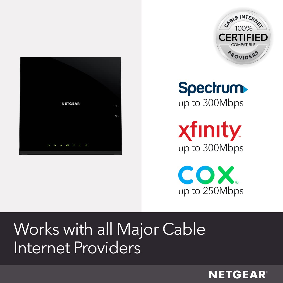 NETGEAR AC1600 (16x4) WiFi Cable Modem Router Combo, DOCSIS 3.0. Certified for Xfinity Comcast, Time Warner Cable, Cox, More C6250-1AZNAS