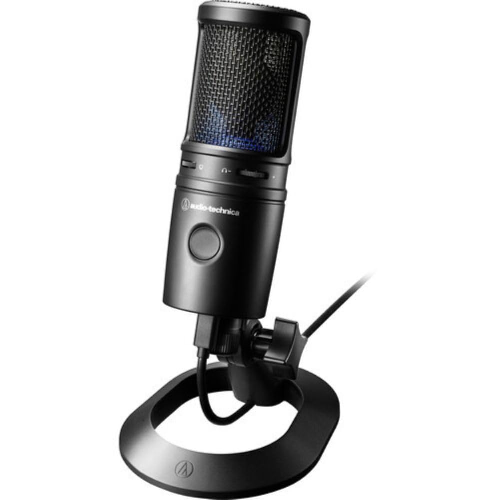 Audio-Technica Cardioid Condenser USB Microphone (AT2020USBX) Bundle w/Desktop Reflection Filter with Mic Stand & Mic Pop Screen