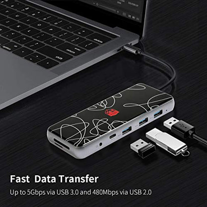 Mirabox Hub: Mirabox USB C Hub 12-in-1 Triple Display Type – Back View