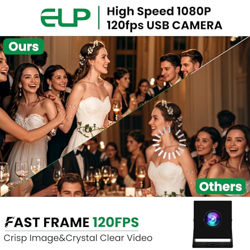 ELP 1080P 120fps USB Camera: High-Speed Mini Design for – Side View