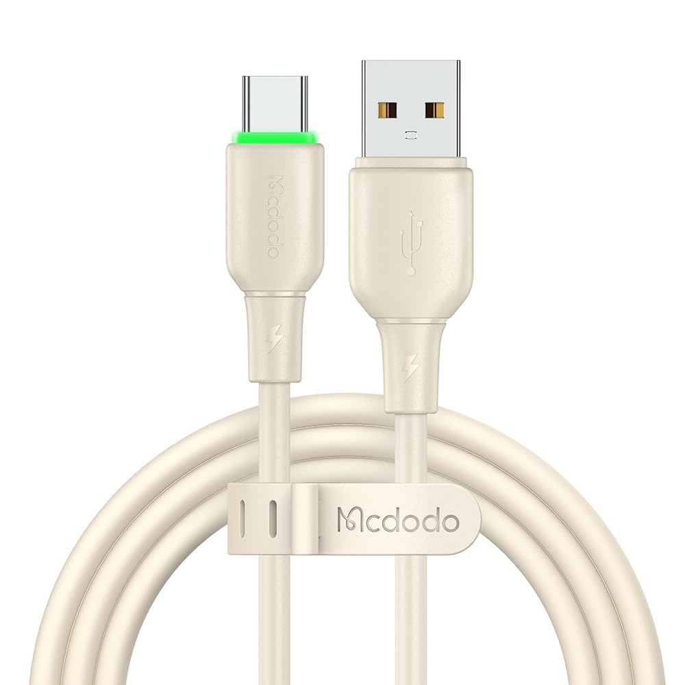 mcdodo USB A to USB C Charger Cable 4ft Type C Fast Charging Cord Soft Flow Material USBC Charger for iPhone 15 Pro Max Plus Samsung S23 Note 20 iPad Pro Air Mini MacBook Air(Off-White)