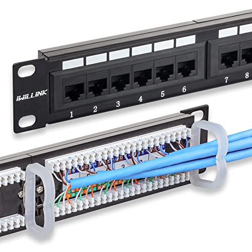 Panel iwillink: iwillink 24-Port Cat6 Patch Panel 10Gbps – Front View