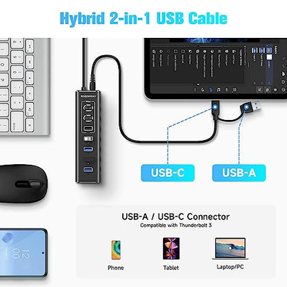 Hub Port: Rosonway 7-Port USB 3.2/USB C Hub with 10Gbps – In Use